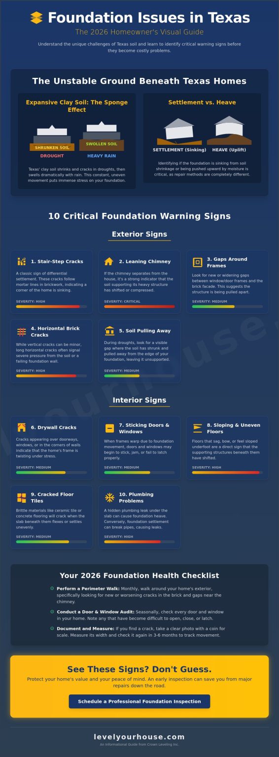 10 Critical Signs of Foundation Issues: The 2026 Texas Homeowner Checklist