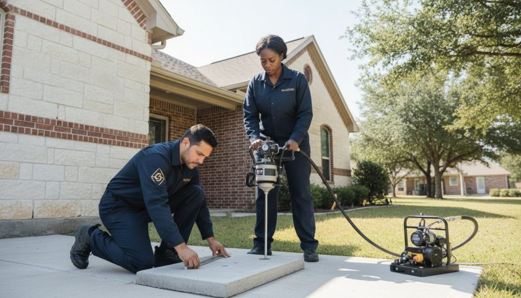 House leveling and concrete slab foundation repair in San Marcos, TX