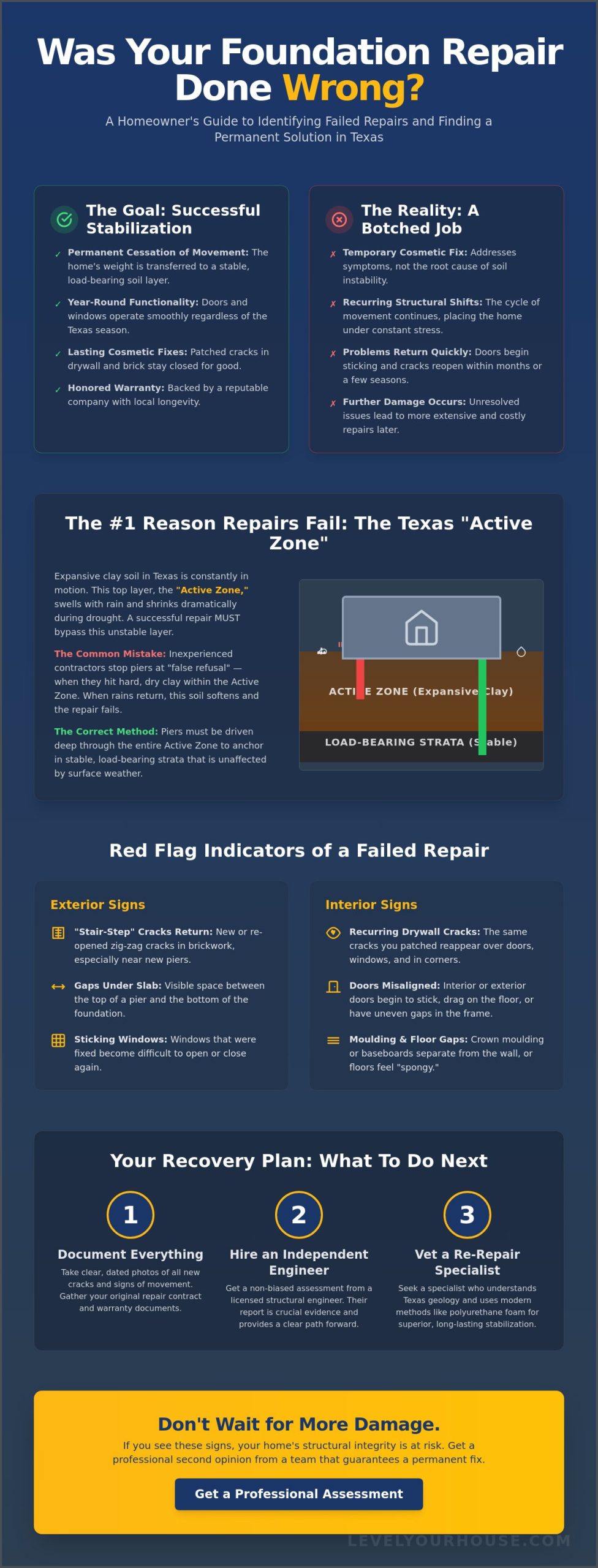 Signs Foundation Repair Was Done Wrong: A 2026 Texas Homeowner’s Guide