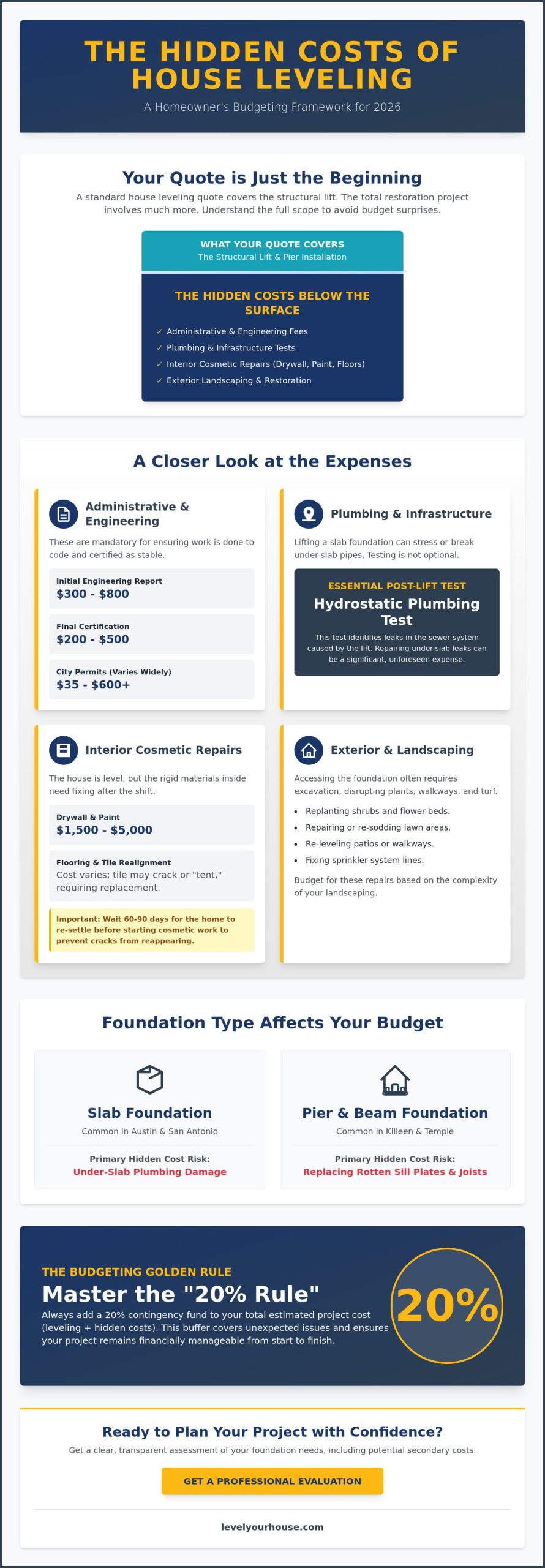 The Hidden Costs of House Leveling: What Texas Homeowners Should Budget for in 2026