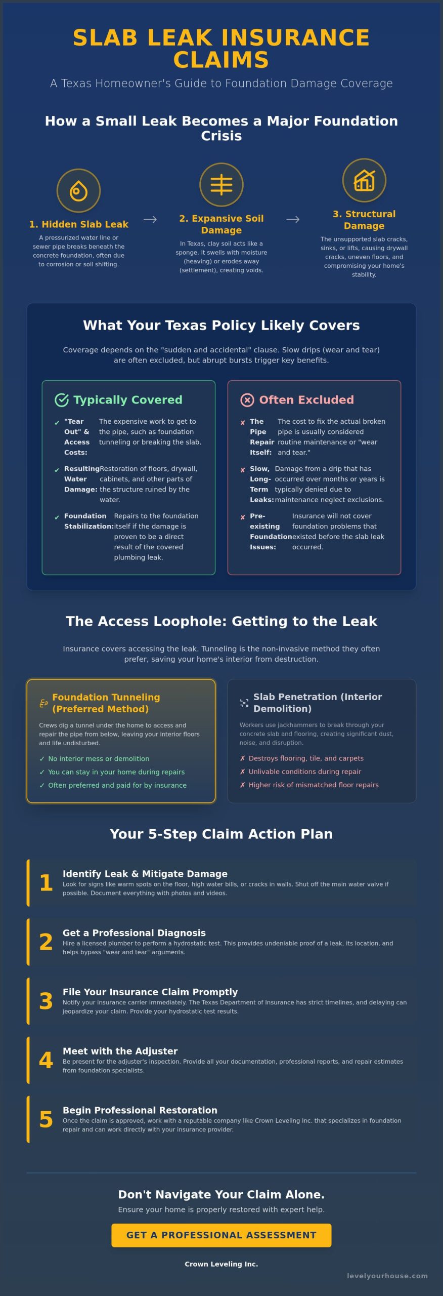 Slab Leak Insurance Claim and Foundation Damage: A 2026 Texas Guide