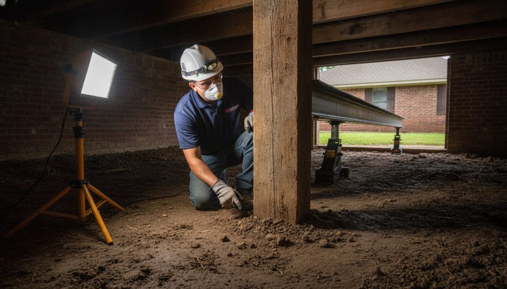 Pier and beam foundation settlement repair in San Antonio, TX