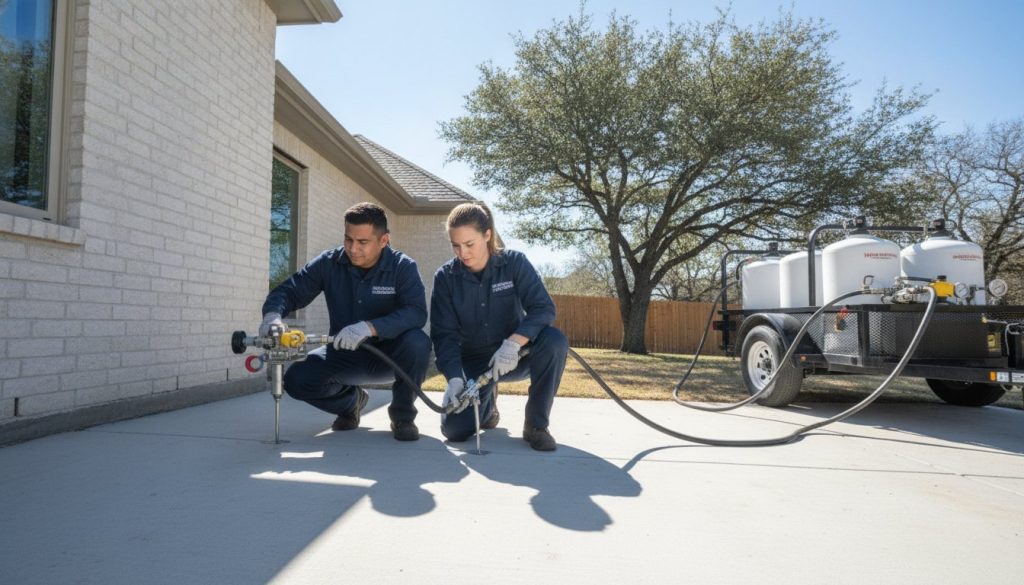 Crown Leveling Inc performing Foundation Repair in Victoria, TX