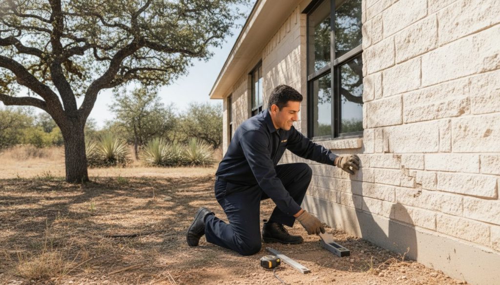 Crown Leveling Inc repairing a residential foundation in Hutto, TX