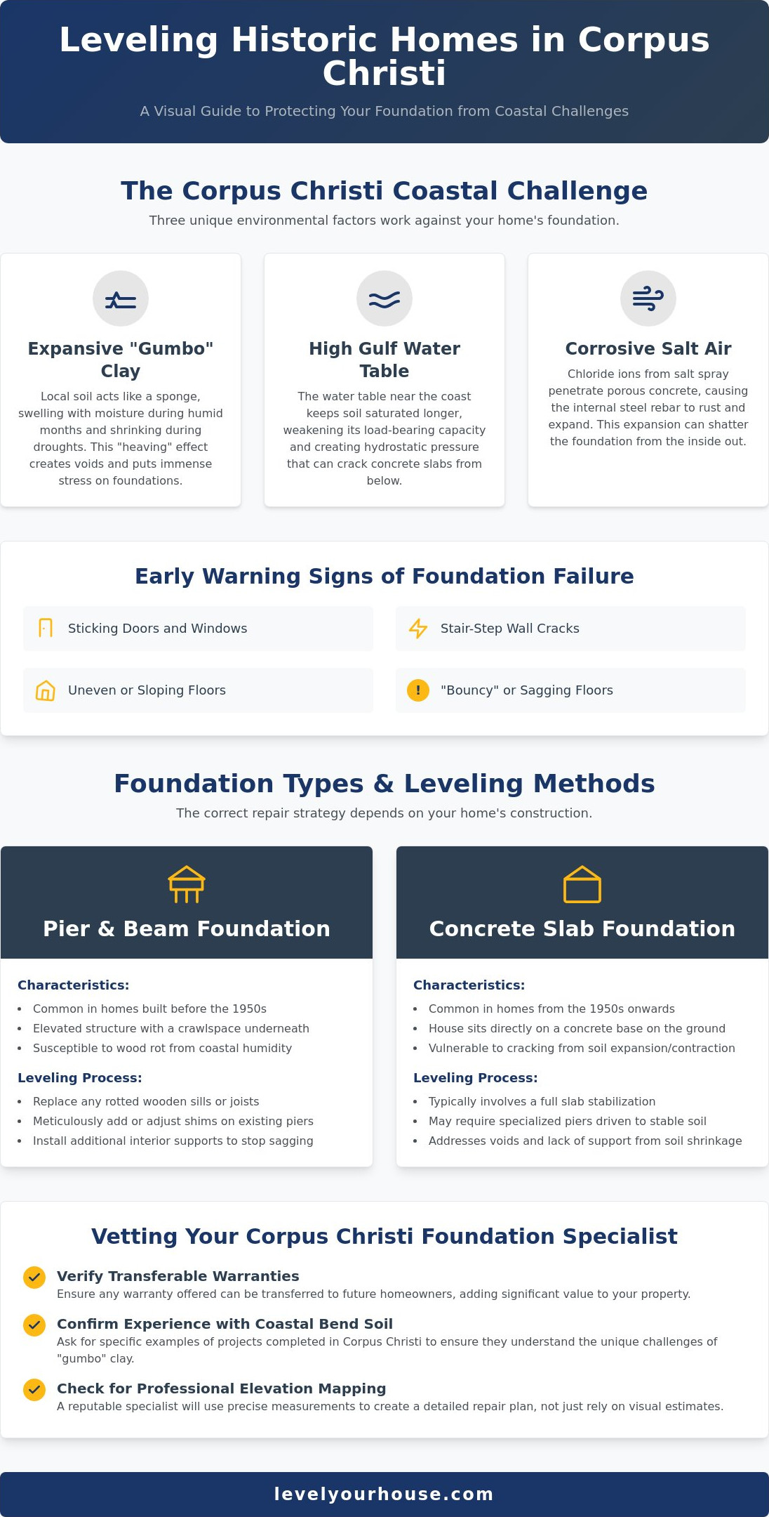 Leveling an Old House in Corpus Christi: The 2026 Coastal Homeowner’s Guide
