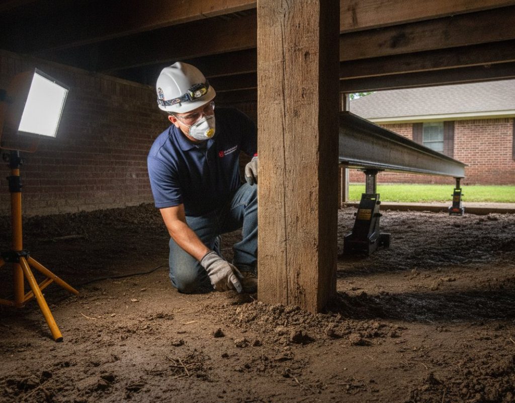 Pier and beam foundation settlement repair in San Antonio, TX